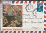 Timbre oblitr sur lettre n 663D(Yvert) Djibouti 1990 - Poisson Taeniura lymna