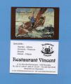 Carte de visite Business Card Restaurant Vincent 1000 BRUXELLES BELGIQUE