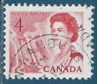 Canada n°381 Elizabeth II 4c carmin oblitéré