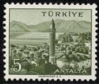 Turquie 1958; Y&T  n 1359 **; 5k,vert olive, Antalya