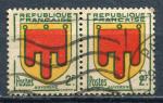 Timbre FRANCE 1949  Obl   N 837 Paire Horizontale  Y&T  Armoiries Auvergne
