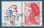 N2461 Libert 2,20 rouge + vignette attenante Philexfrance'89 (gauche) oblitr