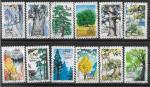 2018 FRANCE Adhesif 1605-16 oblitrs, arbres  srie complte