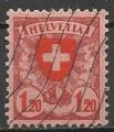 Suisse 1924; Y&T n 209; 1,20F lie de vin et rouge sur rose, blason suisse