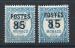 Monaco N149+149a* (MH) 1937 Timbre Taxe surchargs "Normal et chiffres espacs"