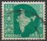 INDE - 1957/58 - Yt n 71 - Ob - Carte de l'Inde 1np vert bleu