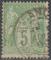 1898-1900 106 oblitr 5c vert-jaune Sage N sous U
