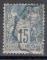 France 1884; Y&T n 101,15c, bleu, type Sage, papier  quadrill