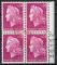 France Cheffer 1967; Y&T n 1536; 0,30F lilas, bloc de 4 issu de carnet