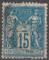 1884-90 101 oblitr 15c bleu papier quadrill Sage N sous U
