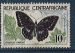 Rp. Centrafricaine 1960 - Y&T 9 - oblitr - papillon charaxes  points bleus