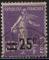 218 - Semeuse 25c sur 35c violet - oblitr - anne 1926