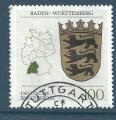 Allemagne - YT 1418 - armoiries - Baden Wuttemberg - lions - carte