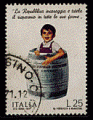 Italie 1971 - YT 1084 - oblitéré - garçon dans baril
