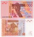 **   CÔTE d' IVOIRE  (BCEAO)     1000  francs   2022   p-115v A    UNC   **