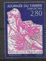 1996 FRANCE 2991b oblitr, cachet rond, journe du timbre+ vignette