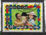 1996 FRANCE 3033 oblitr, cachet rond, Unicef