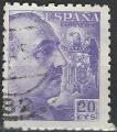 Espagne - 1940/45 - Yt n 680 - Ob - Gnral Franco 0,20c violet
