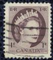 Canada 1962 Oblitr Used Queen Elizabeth II Reine pourpre brun 1 cent SU