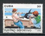Timbre  CUBA  1990  Obl  N  3042  Y&T   Sport  Pche au gros