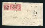 Rare lettre de Buenos Ayres ( Argentine 1870 ) pour Gênes avec trois n° 32
