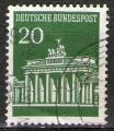 **   ALLEMAGNE    20 pf  1966  YT-369  " Porte de Brandenburg "  (o)   **   