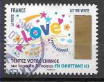 2017 FRANCE Adhesif 1498 oblitr, cachet rond, voeux, love