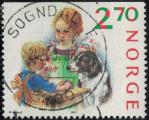 Norvge 1987 Oblitr Prparation de Nol Enfants et leur chien Y&T NO 941 SU
