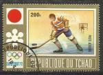 Tchad 1972; Y&T n PA 114; 200F J.O.de Sapporo, Hockey sur glace