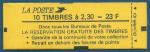 Carnet 10 timbres Briat 2.30 rouge N2614-C4 Schweppes neuf**
