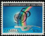 Zambie 1995 Used ONU Logo Drapeau Nations Unies Rainbow Arc en Ciel SU